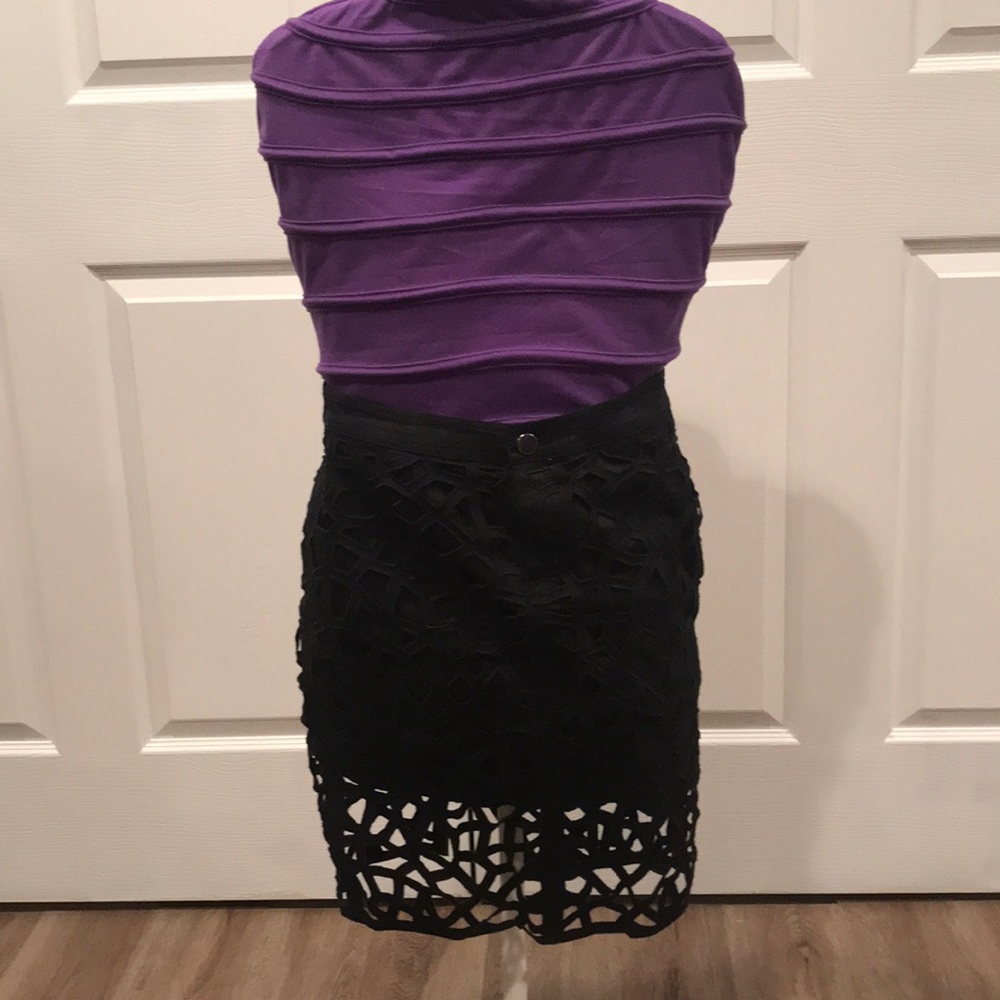 Black lace detail skirt